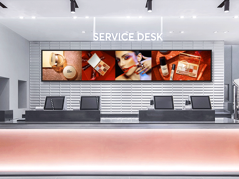 Customized shelf edge retail shop digital signage ultra wide stretch bar lcd dis